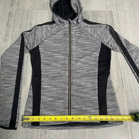 Athleta Quilted Hooded Jacket Snowscape Full Zip Space Gray Black Size Small - Picture 8 of 10